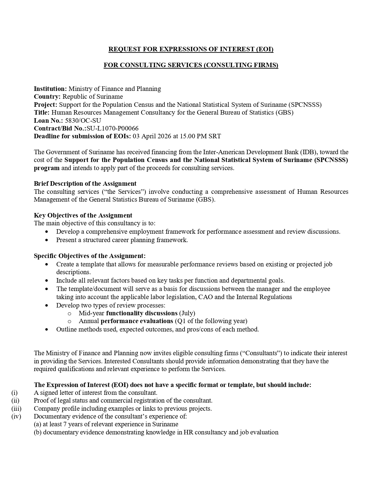 REQUEST FOR EXPRESSIONS OF INTEREST (EOI) FOR CONSULTING SERVICES ...